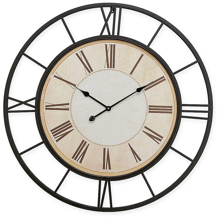 Ridge Road Decor Ridge Road Décor 37" Round Iron Wall Clock In Black