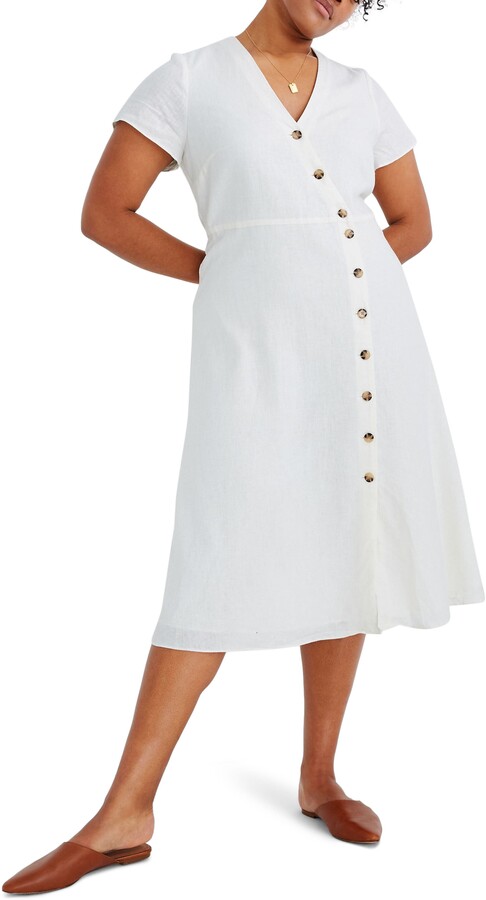 madewell button waist midi dress