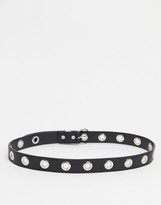 Thumbnail for your product : ASOS DESIGN eyelet jeans waist and hip belt in black