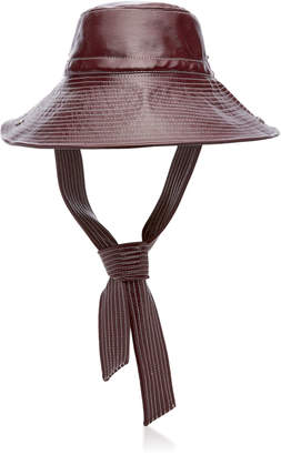Ganni Logo-Patch Patent Bucket Hat