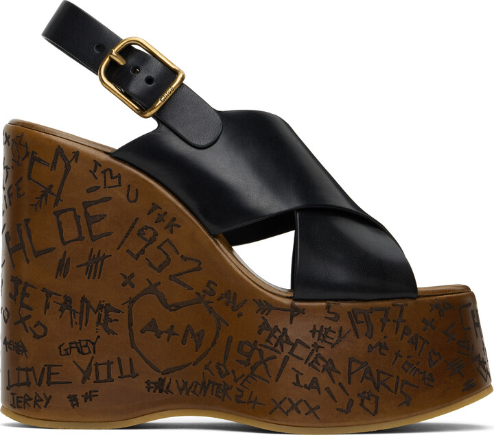 Chloé Black Maxime Wedge Sandals