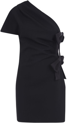 black dress with bow on shoulder