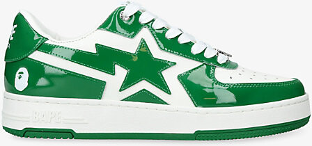A Bathing Ape Mens Green Bape Sta Icon #1 M2 Leather Trainers Eur 44 / 10 Uk Men