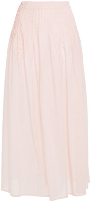 Marysia Swim Pleated Gingham Tencel And Cotton-blend Midi Skirt