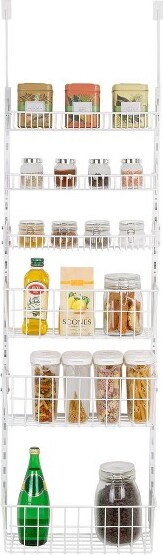 Smart Design Over-The-DoorMetalWirePantryOrganizerRackWhite6-Tier