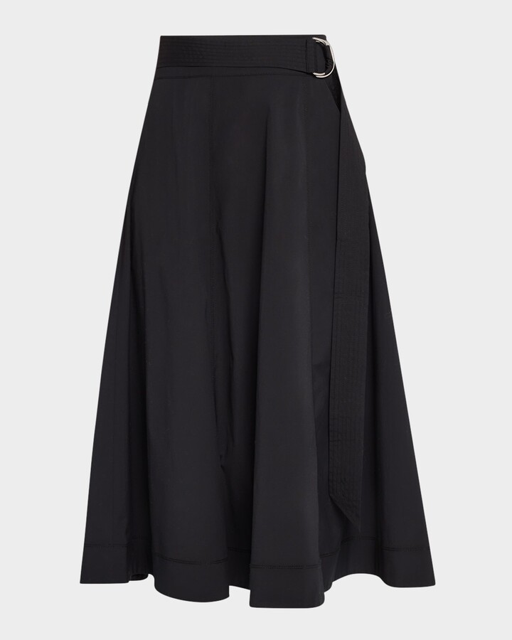 Veronica Beard Facia Belted A-Line Midi Skirt