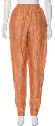 Joan Vass Linen Blend High-Rise Pants