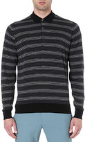 Thumbnail for your product : John Smedley Merino wool striped polo jumper Black
