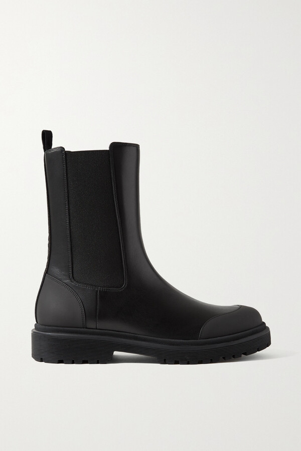 Moncler Patty Leather Chelsea Boots - Black - ShopStyle
