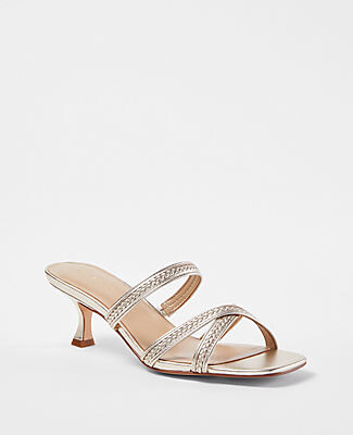 Ann Taylor Braided Strappy Leather Mule Sandals