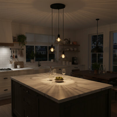 Trent Austin Design Karsyn 3-Light Cluster Geometric Wire Cage Adjustable Pendant