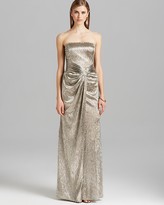 Thumbnail for your product : David Meister Gown - Strapless Metallic Knot Drape Detail