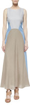 Thumbnail for your product : Lafayette 148 New York Solange Colorblock Linen Maxi Dress, Ice Water/Melange