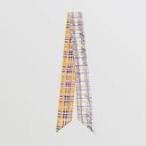 Thumbnail for your product : Burberry Scribble Check Silk Skinny Scarf