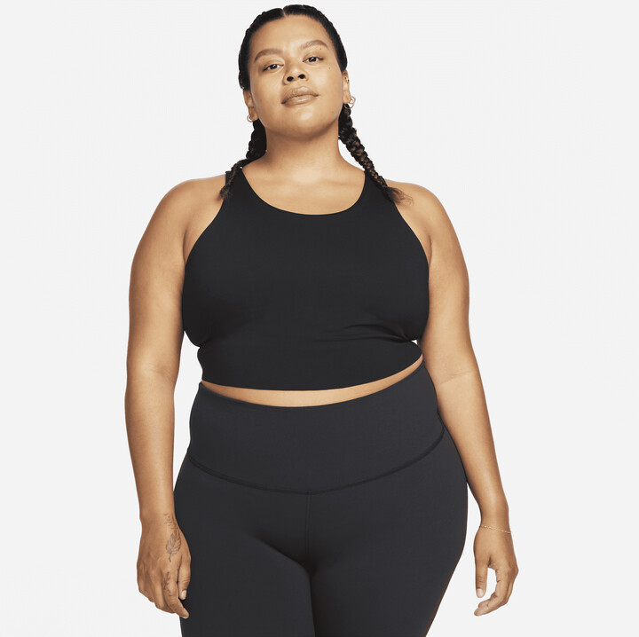Nike Women's Yoga Dri-FIT Luxe Shelf-Bra Cropped Tank Top (Plus Size) in  Black - ShopStyle