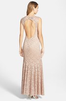 Thumbnail for your product : Jump Apparel Sequin & Glitter Open Back Stretch Lace Gown (Juniors)