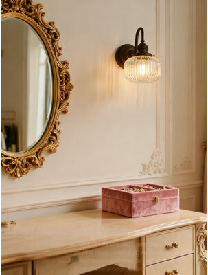 Everly Quinn Vintage Wall Sconce Light With Hand-Blown Glass Shade Farmhouse Hardwired Wall Mount Lamp For Bathroom Vanity Living Room Bedroom And Kitchen E26