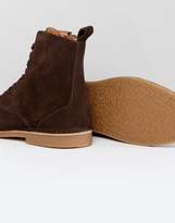 Thumbnail for your product : Selected Royce Suede Lace Up Boots In Brown