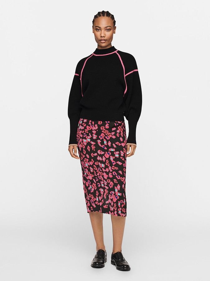 dvf high waisted fitted midi skirt