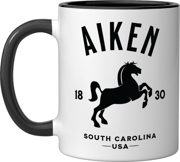 Aiken South Carolina USA Equestrian Horse Designs Aiken South Carolina USA Equestrian Horse Design Ceramic Mug, Black/White