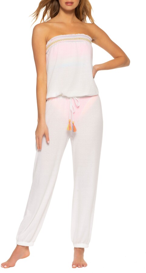 strapless white jumpsuit