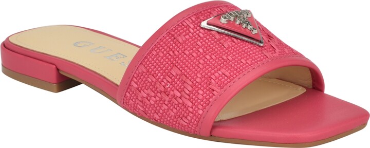 GUESS Women's Tamsea One Band Square Toe Slide Flat Sandals