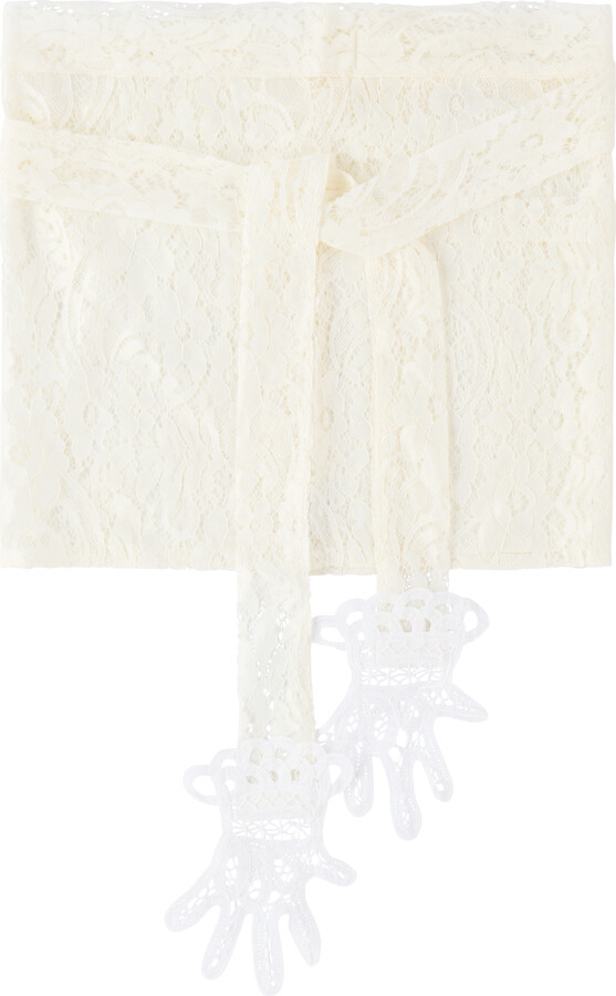 Gohar World White Embroidered Mini Lace Hands Apron