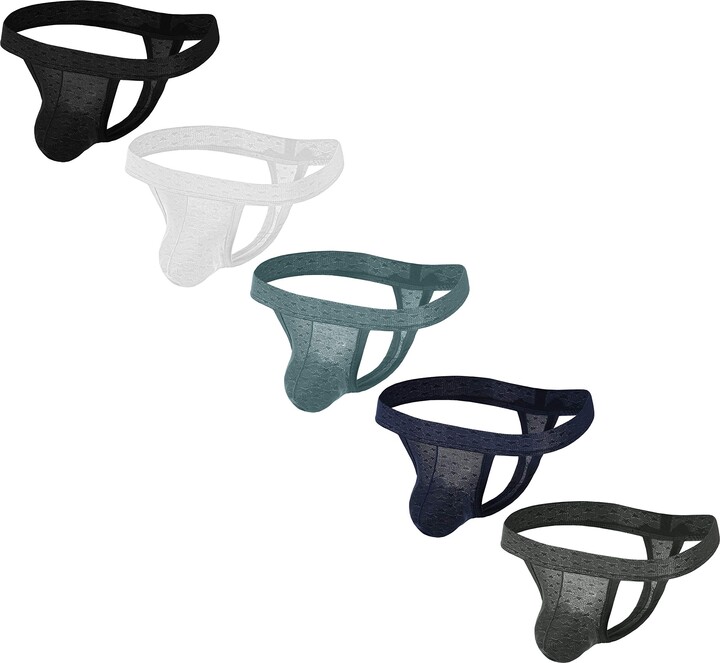 ARCITON Men's Low Rise Bulge Thong Sexy Stars Printed Mesh TBack Mens