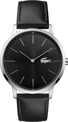 Lacoste Men's Moon Ultra Slim Quartz Stainless Steel and Leather Strap Casual Watch