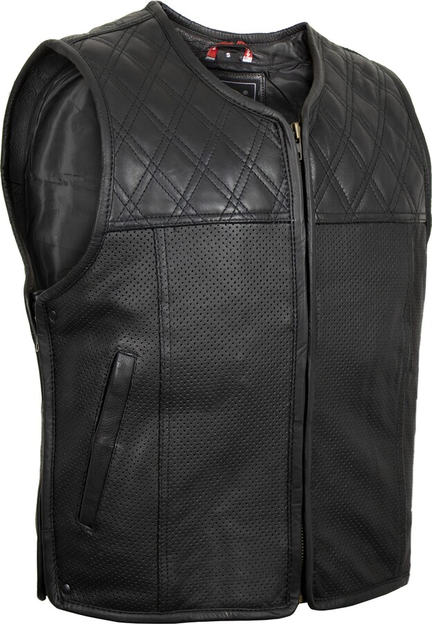 MDM Men's Leather Vest with Perforated Leather ShopStyle