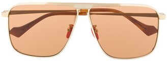 Gucci Eyewear Logo-Bridge Pilot-Frame Sunglasses