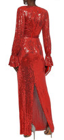 Thumbnail for your product : Jenny Packham Wrap-effect Embellished Silk Crepe De Chine Gown