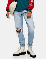Thumbnail for your product : Topshop Mom tapered leg super rip jeans in bleach blue