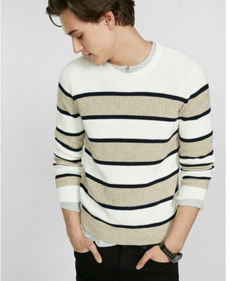 Express soft ivory marl stripe crew neck sweater
