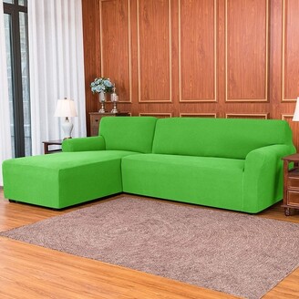 High Elastic L-shaped Sofa Cover with Skirt Universal Sofa Slipcover with  Skirt Fitted Couch Cover Washable High Elastic Durable Seersucker Fabric  with Skirt