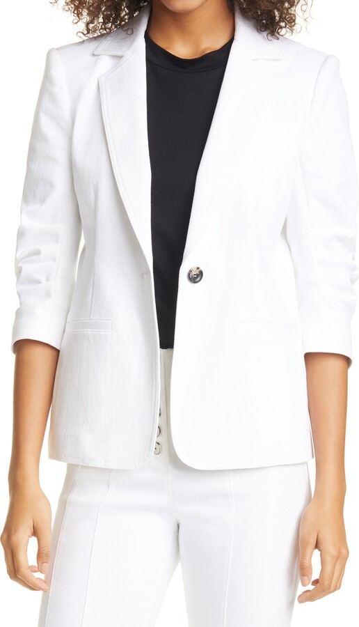 Cinq à Sept Khloe Ruched Sleeve Denim Blazer