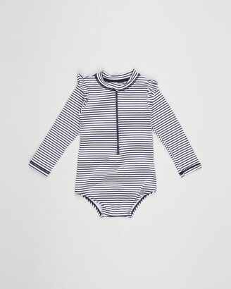 Cotton On Baby - Navy One-Piece Swimsuit - Nicky Long Sleeve Ruffle Swimsuit - Babies - Size 0-3 months at The Iconic