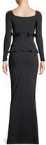 Thumbnail for your product : Erin Long-Sleeve Gown w/ Double Peplum Waist
