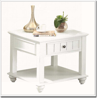 White Washed End Table with Bottom Shelf