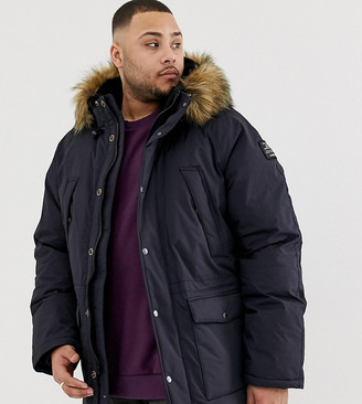 Schott Artica X hooded nylon parka with detachable faux fur trim in navy -  ShopStyle Tall Coats & Jackets