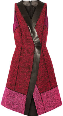 Proenza Schouler Leather-trimmed bouclé-tweed dress