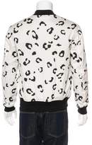 Thumbnail for your product : Alexander Wang Leopard Print Silk Bomber Jacket w/ Tags