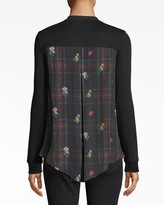 Thumbnail for your product : Nicole Miller Flower Plaid Silk Combo Top