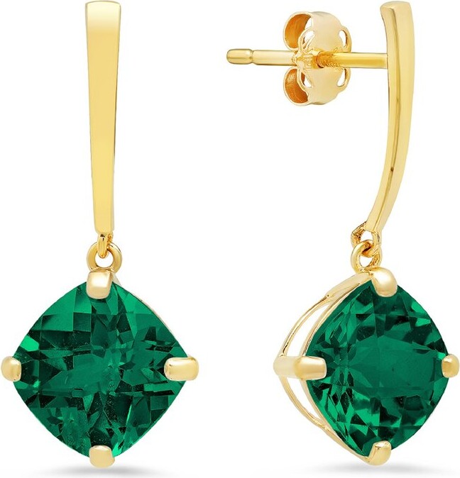 MaxColor 14K 2.90 ct. tw. Lab-Grown Emerald Drop Earrings
