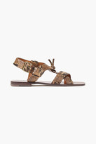 Thumbnail for your product : Zimmermann Knotted Snake-effect Leather Slingback Sandals