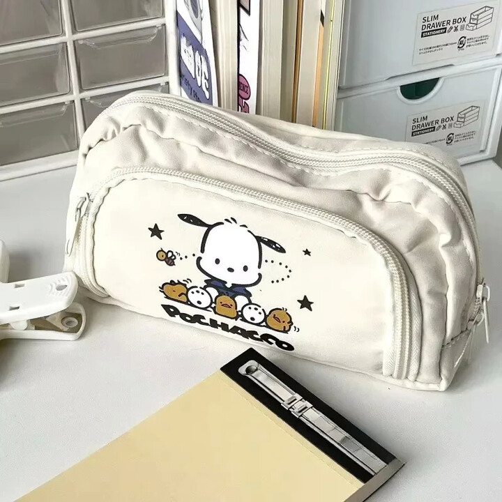Pochacco Anime Pen Bag Cute Cartoon Student Pencil Case Large Capacity Stationery Storage Cosmetics Bag Gift for Girls