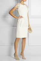 Thumbnail for your product : Lela Rose Lace-trimmed stretch-crepe dress