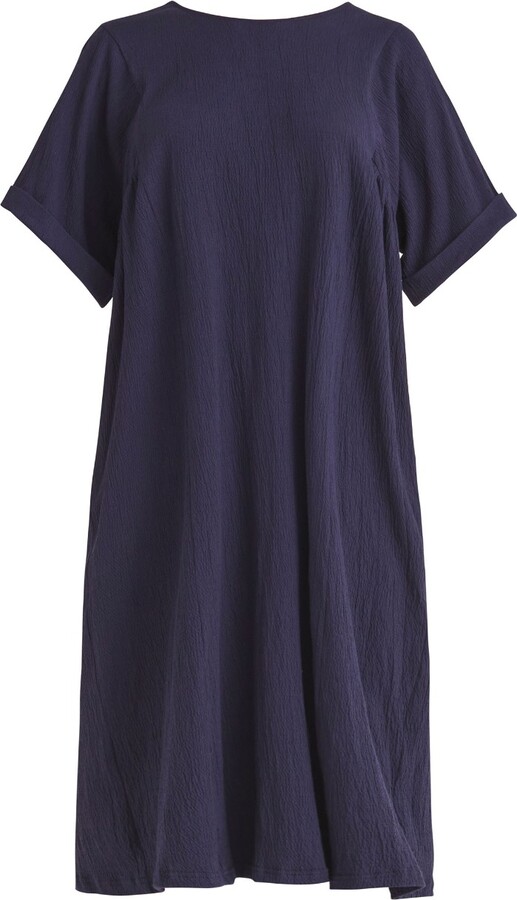 Paisie Relaxed Fit Dress With Back Tie In Navy ShopStyle