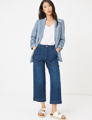 Marks and Spencer Linen Relaxed Ruched Sleeve Blazer - ShopStyle
