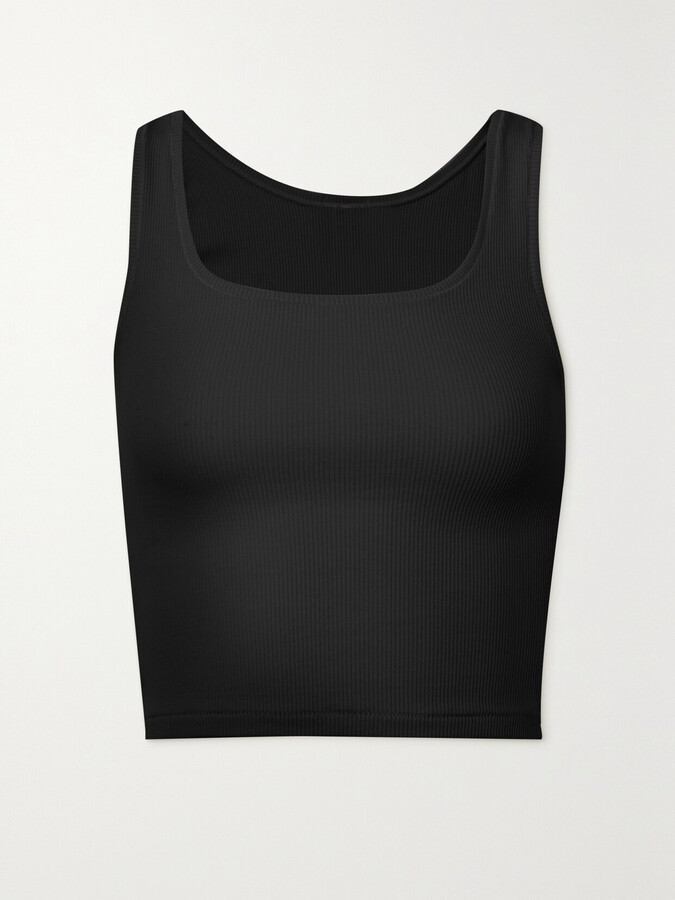 SKIMS - Ribbed Cotton-blend Jersey Tank - Soot